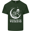Skeleton Waiting For the Weekend Mens Cotton T-Shirt Tee Top Forest Green