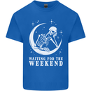 Skeleton Waiting For the Weekend Mens Cotton T-Shirt Tee Top Royal Blue