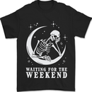 Skeleton Waiting For the Weekend Mens T-Shirt 100% Cotton Black