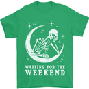 Skeleton Waiting For the Weekend Mens T-Shirt 100% Cotton Irish Green