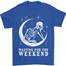 Skeleton Waiting For the Weekend Mens T-Shirt 100% Cotton Royal Blue