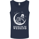 Skeleton Waiting For the Weekend Mens Vest Tank Top Navy Blue