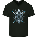 Skiing Viking Ski Mens V-Neck Cotton T-Shirt Black