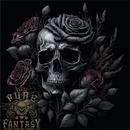 A Gothic Skull With Flowers Roses Mens T-Shirt 100% Cotton