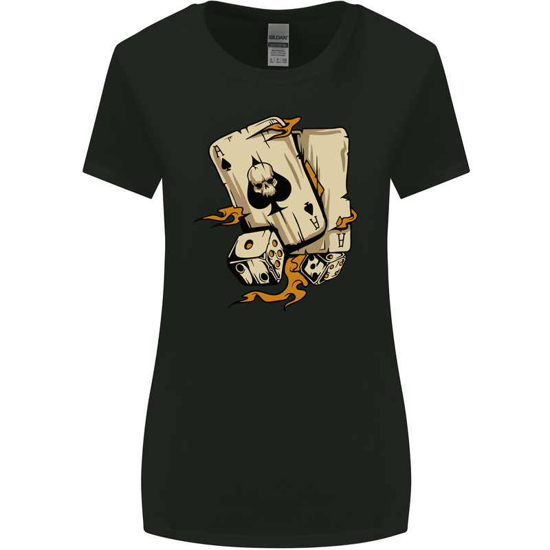 Skull Ace of Spades Heavy Metal Rock Music Womens Wider Cut T-Shirt Black