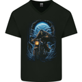 Skull Biker Motorcycle Motorbike Grim Reaper 10 Mens V-Neck Cotton T-Shirt Black