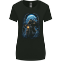 Skull Biker Motorcycle Motorbike Grim Reaper 10 Womens Wider Cut T-Shirt Black