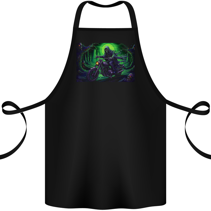 Skull Biker Motorcycle Motorbike Grim Reaper 11 Cotton Apron 100% Organic Black