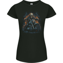 Skull Biker Motorcycle Motorbike Grim Reaper 12 Womens Petite Cut T-Shirt Black