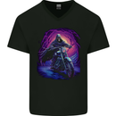 Skull Biker Motorcycle Motorbike Grim Reaper 13 Mens V-Neck Cotton T-Shirt Black