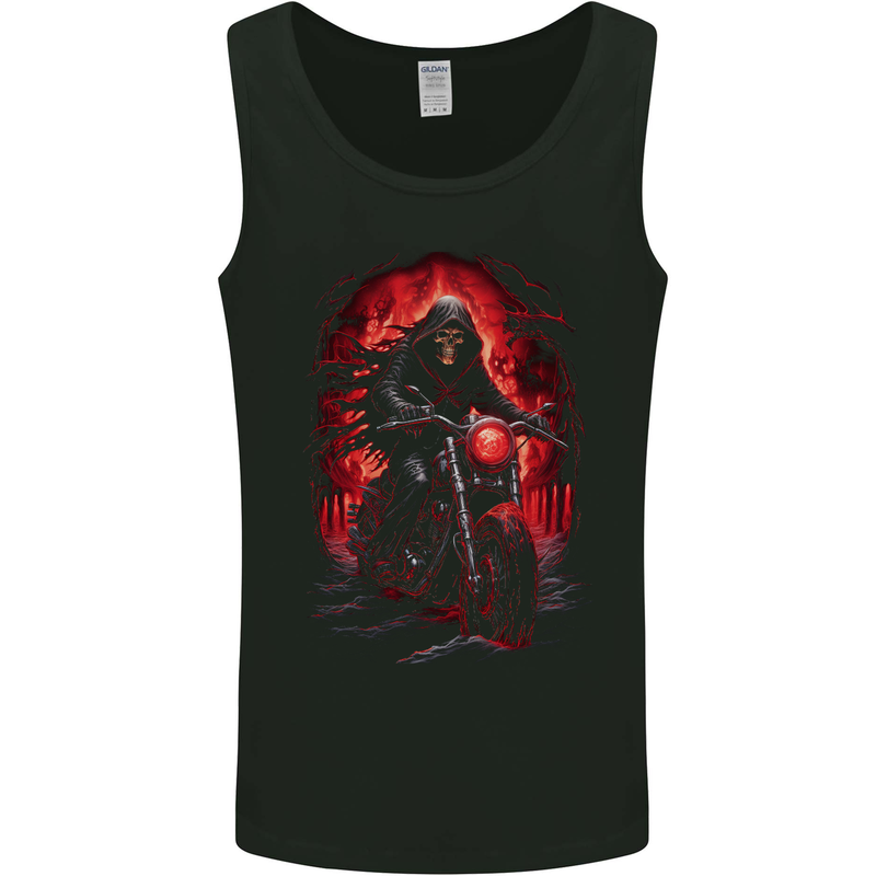 Skull Biker Motorcycle Motorbike Grim Reaper 14 Mens Vest Tank Top Black