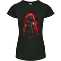 Skull Biker Motorcycle Motorbike Grim Reaper 14 Womens Petite Cut T-Shirt Black