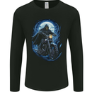 Skull Biker Motorcycle Motorbike Grim Reaper 15 Mens Long Sleeve T-Shirt Black