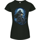 Skull Biker Motorcycle Motorbike Grim Reaper 15 Womens Petite Cut T-Shirt Black