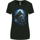 Skull Biker Motorcycle Motorbike Grim Reaper 15 Womens Wider Cut T-Shirt Black