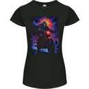 Skull Biker Motorcycle Motorbike Grim Reaper 16 Womens Petite Cut T-Shirt Black