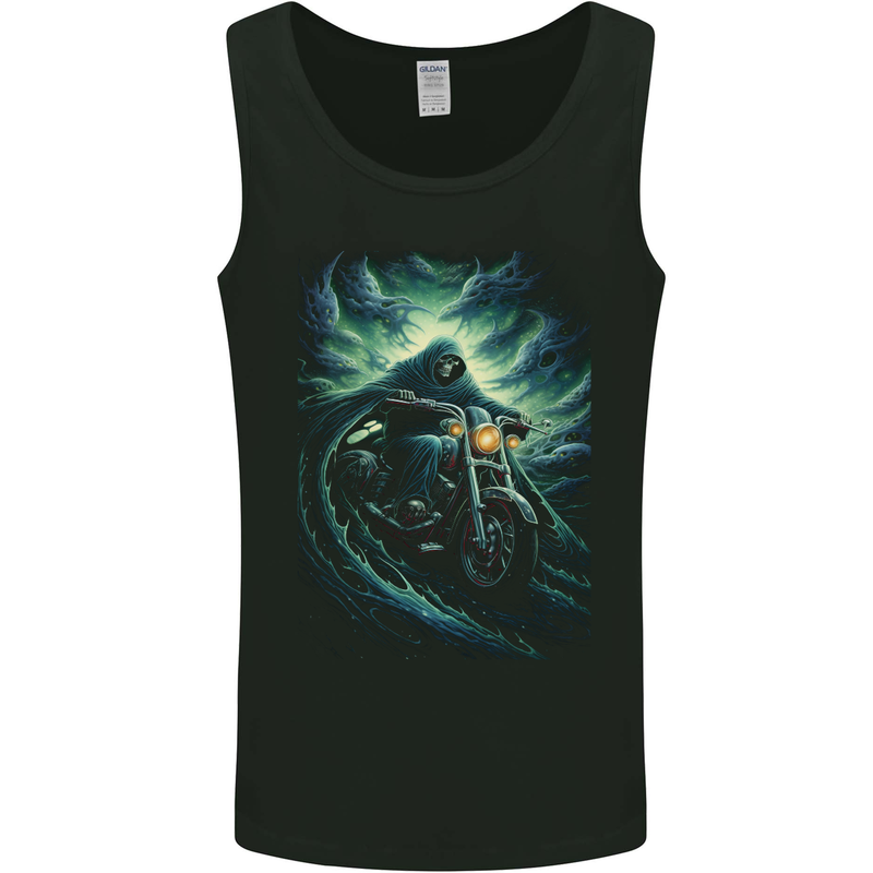 Skull Biker Motorcycle Motorbike Grim Reaper 17 Mens Vest Tank Top Black
