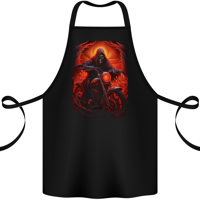 Skull Biker Motorcycle Motorbike Grim Reaper 18 Cotton Apron 100% Organic Black
