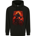 Skull Biker Motorcycle Motorbike Grim Reaper 18 Mens 80% Cotton Hoodie Black