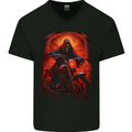Skull Biker Motorcycle Motorbike Grim Reaper 18 Mens V-Neck Cotton T-Shirt Black
