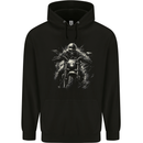 Skull Biker Motorcycle Motorbike Grim Reaper 19 Mens 80% Cotton Hoodie Black
