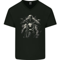 Skull Biker Motorcycle Motorbike Grim Reaper 19 Mens V-Neck Cotton T-Shirt Black