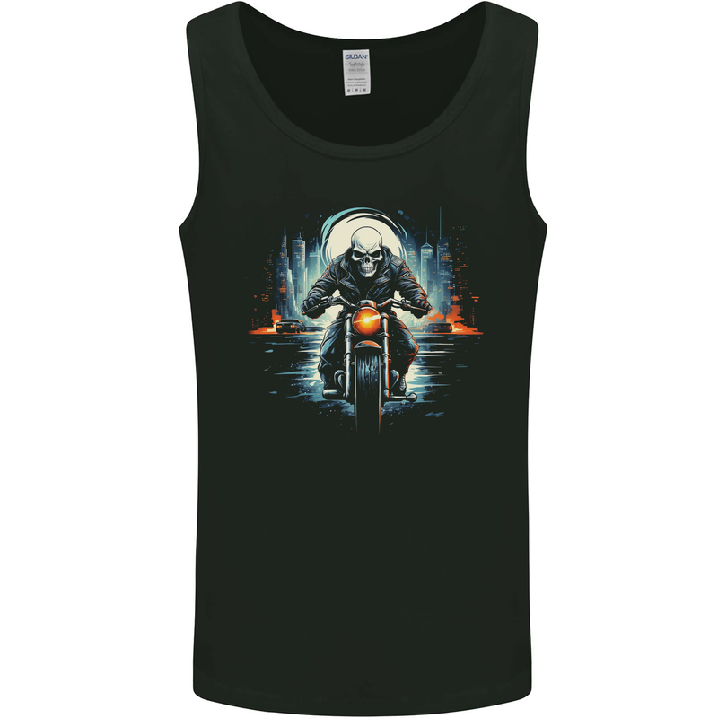 Skull Biker Motorcycle Motorbike Grim Reaper 20 Mens Vest Tank Top Black