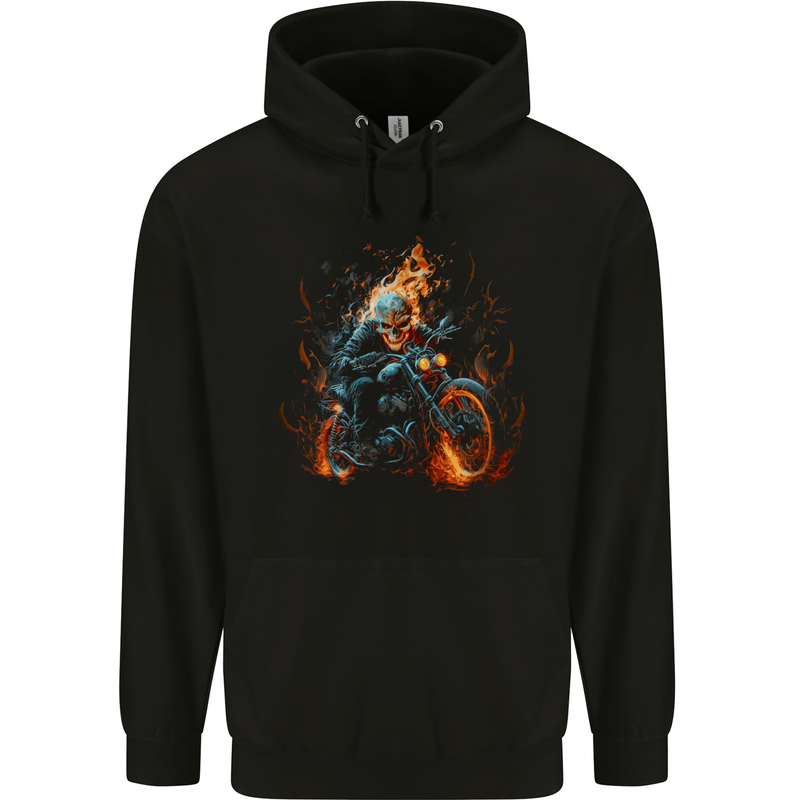 Skull Biker Motorcycle Motorbike Grim Reaper 21 Childrens Kids Hoodie Black
