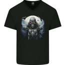 Skull Biker Motorcycle Motorbike Grim Reaper 22 Mens V-Neck Cotton T-Shirt Black