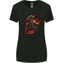 Skull Biker Motorcycle Motorbike Grim Reaper 24 Womens Wider Cut T-Shirt Black