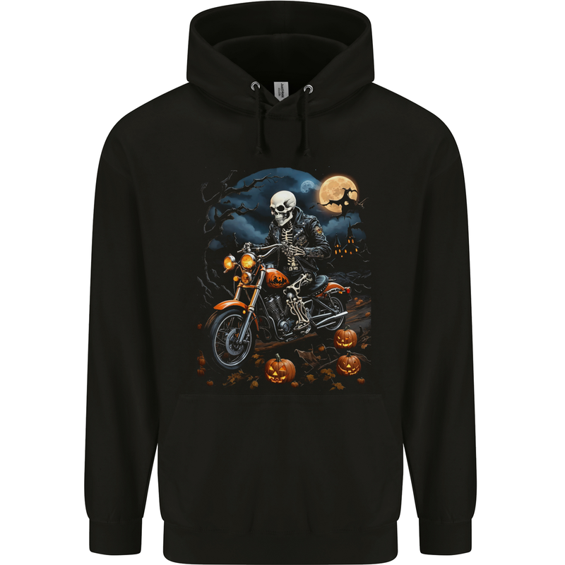 Skull Biker Motorcycle Motorbike Grim Reaper 27 Mens 80% Cotton Hoodie Black