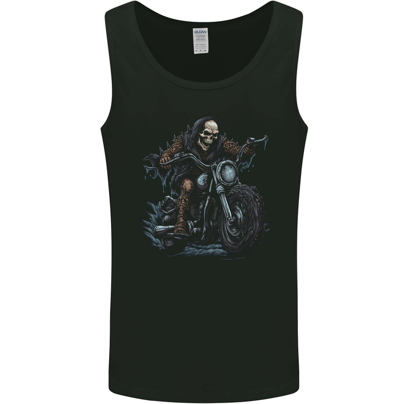 Skull Biker Motorcycle Motorbike Grim Reaper 28 Mens Vest Tank Top Black