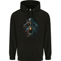 Skull Biker Motorcycle Motorbike Grim Reaper 2 Mens 80% Cotton Hoodie Black