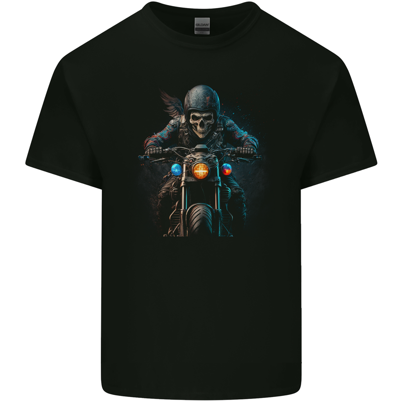 Skull Biker Motorcycle Motorbike Grim Reaper 2 Mens Cotton T-Shirt Tee Top Black