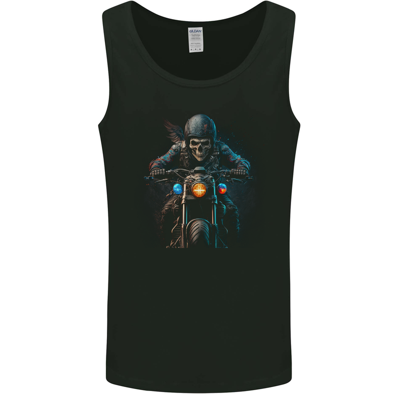 Skull Biker Motorcycle Motorbike Grim Reaper 2 Mens Vest Tank Top Black