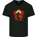 Skull Biker Motorcycle Motorbike Grim Reaper 30 Mens V-Neck Cotton T-Shirt Black