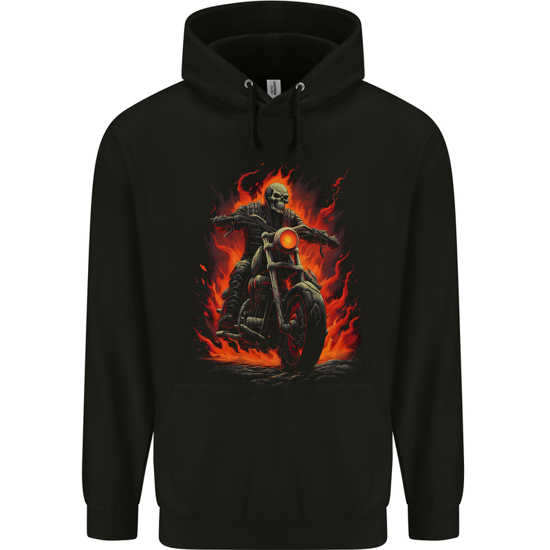 Skull Biker Motorcycle Motorbike Grim Reaper 31 Mens 80% Cotton Hoodie Black