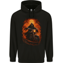 Skull Biker Motorcycle Motorbike Grim Reaper 3 Mens 80% Cotton Hoodie Black