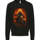 Skull Biker Motorcycle Motorbike Grim Reaper 3 Mens Sweatshirt Jumper Black