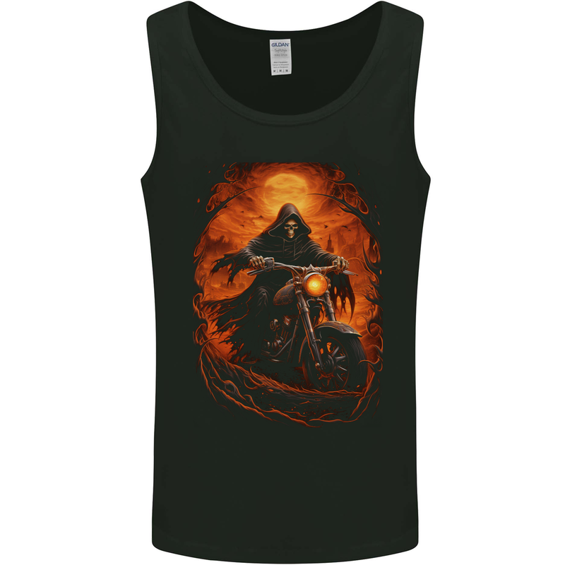 Skull Biker Motorcycle Motorbike Grim Reaper 3 Mens Vest Tank Top Black