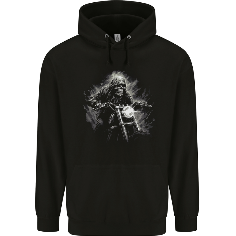 Skull Biker Motorcycle Motorbike Grim Reaper 5 Childrens Kids Hoodie Black