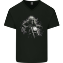 Skull Biker Motorcycle Motorbike Grim Reaper 5 Mens V-Neck Cotton T-Shirt Black