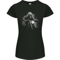 Skull Biker Motorcycle Motorbike Grim Reaper 5 Womens Petite Cut T-Shirt Black