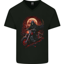 Skull Biker Motorcycle Motorbike Grim Reaper 6 Mens V-Neck Cotton T-Shirt Black