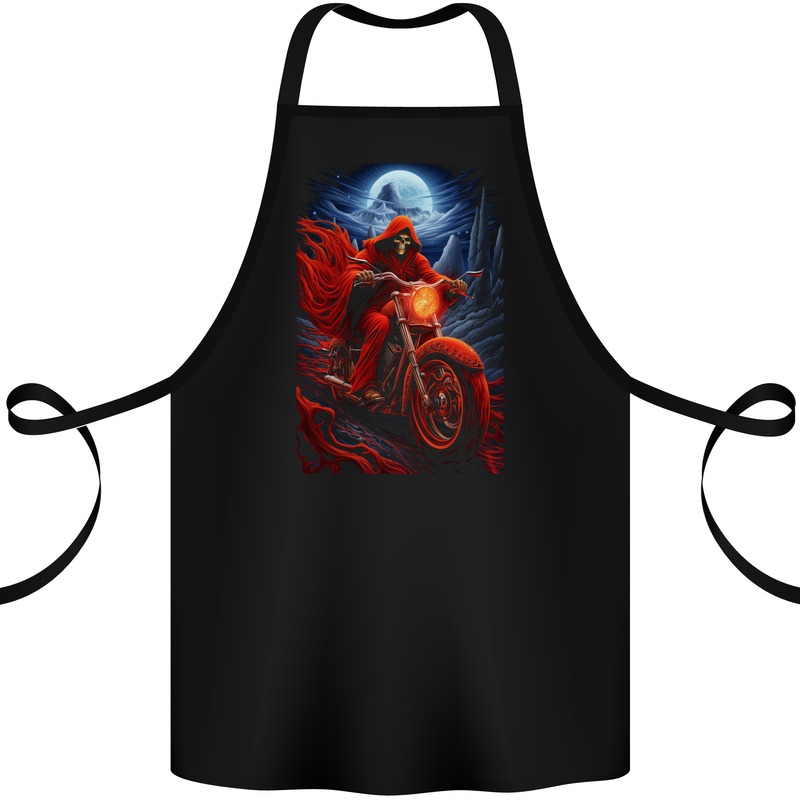 Skull Biker Motorcycle Motorbike Grim Reaper 7 Cotton Apron 100% Organic Black