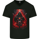 Skull Biker Motorcycle Motorbike Grim Reaper 8 Mens V-Neck Cotton T-Shirt Black