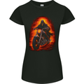 Skull Biker Motorcycle Motorbike Grim Reaper 9 Womens Petite Cut T-Shirt Black