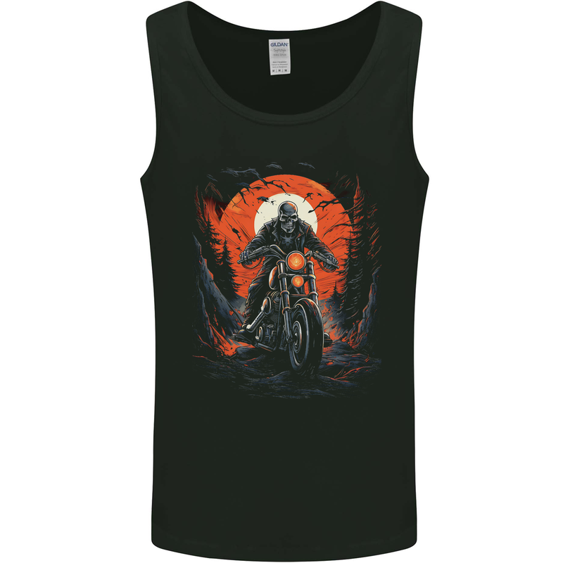Skull Biker Motorcycle Motorbike Halloween 23 Mens Vest Tank Top Black