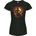 Skull Biker Motorcycle Motorbike Halloween 25 Womens Petite Cut T-Shirt Black