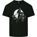 Skull Biker With Staffy Dog Motorbike Motorcycle Kids T-Shirt Childrens Black
